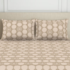 Double Bedsheet For Queen Size 2 Matching Pillow Cover - 88 X 100 Inches, Beige | Durable & Long Lasting Wrinkle Resistant Fabric - Skin Safe & Super Soft