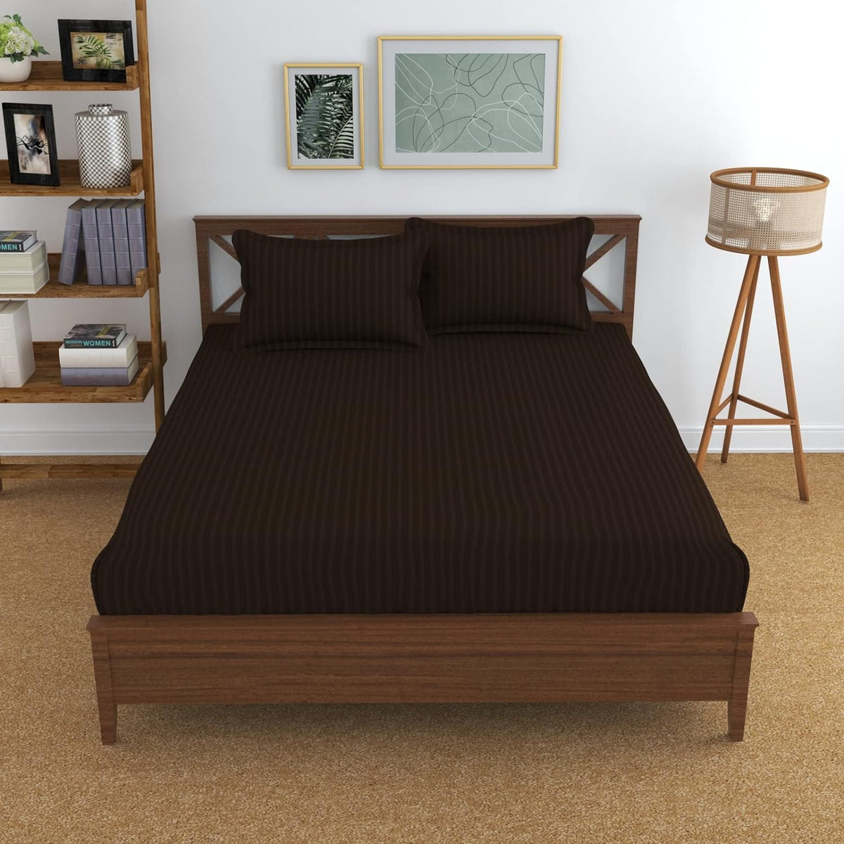 Cotton Double Bedsheet With 2 Pillow Cover - 90 X 90 Inches, Brown | Suitable For All Seasons & Easy To Wash | Bedding Set For Daily Use
