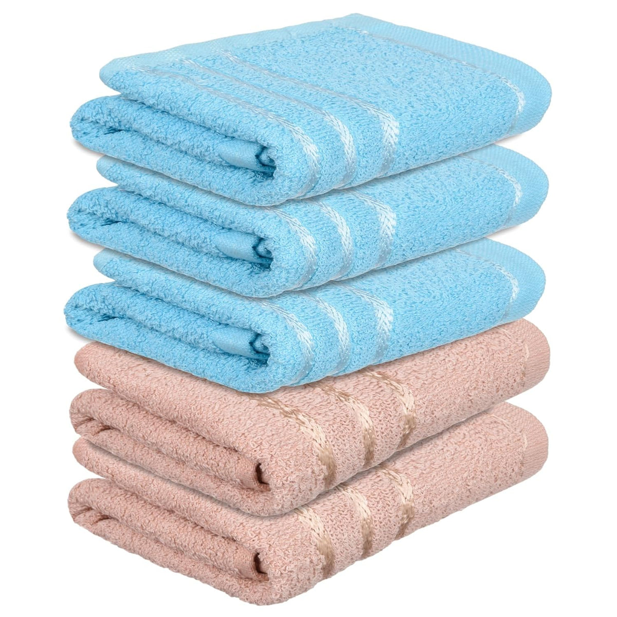 Kuber Industries Face Towel 1000 Gsm | Towels For Daily Use Workout Hand Towel | Lining Design | Pack Of 5 (Brown & Blue)