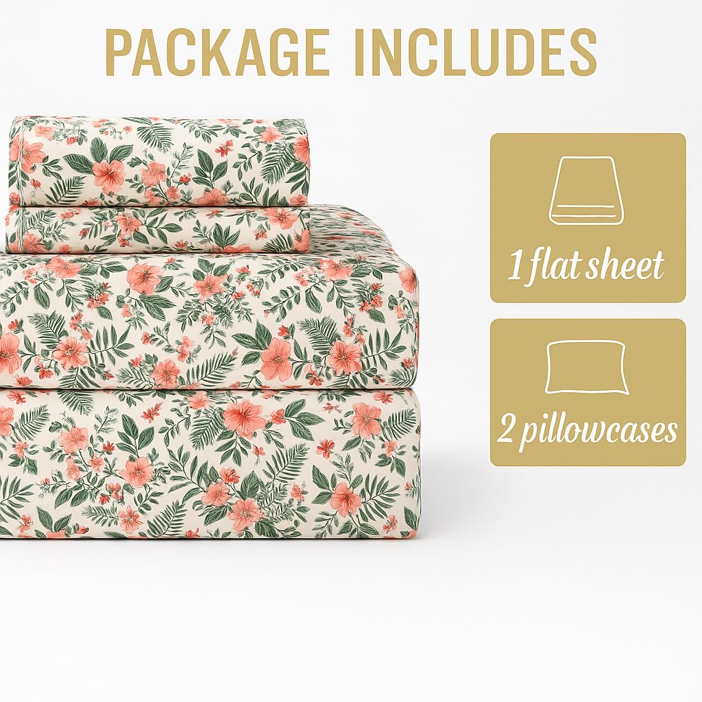 Printed King Size Bedsheet With 2 Pillow Cover - 108 X 108 Inches, White & Green | Hotel Luxury Bedding Wrinkle Free | Ultra Durable & Easy Care