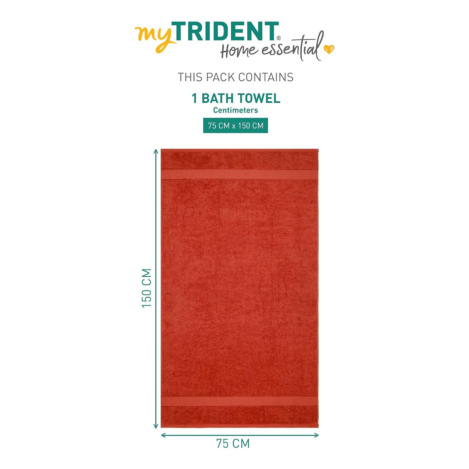 Mytrident 100% Cotton Home Essential Bath Towels Small Size 450 Gsm (Red Rust)