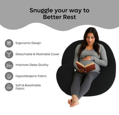 C Shape Pregnancy Pillows For Sleeping, Maternity Support, Soft Pillow, Grey | Multipurpose Pillow For Back, Hips, Legs, Belly Support With Removable Washable Velvet Cover, Full-Body Support