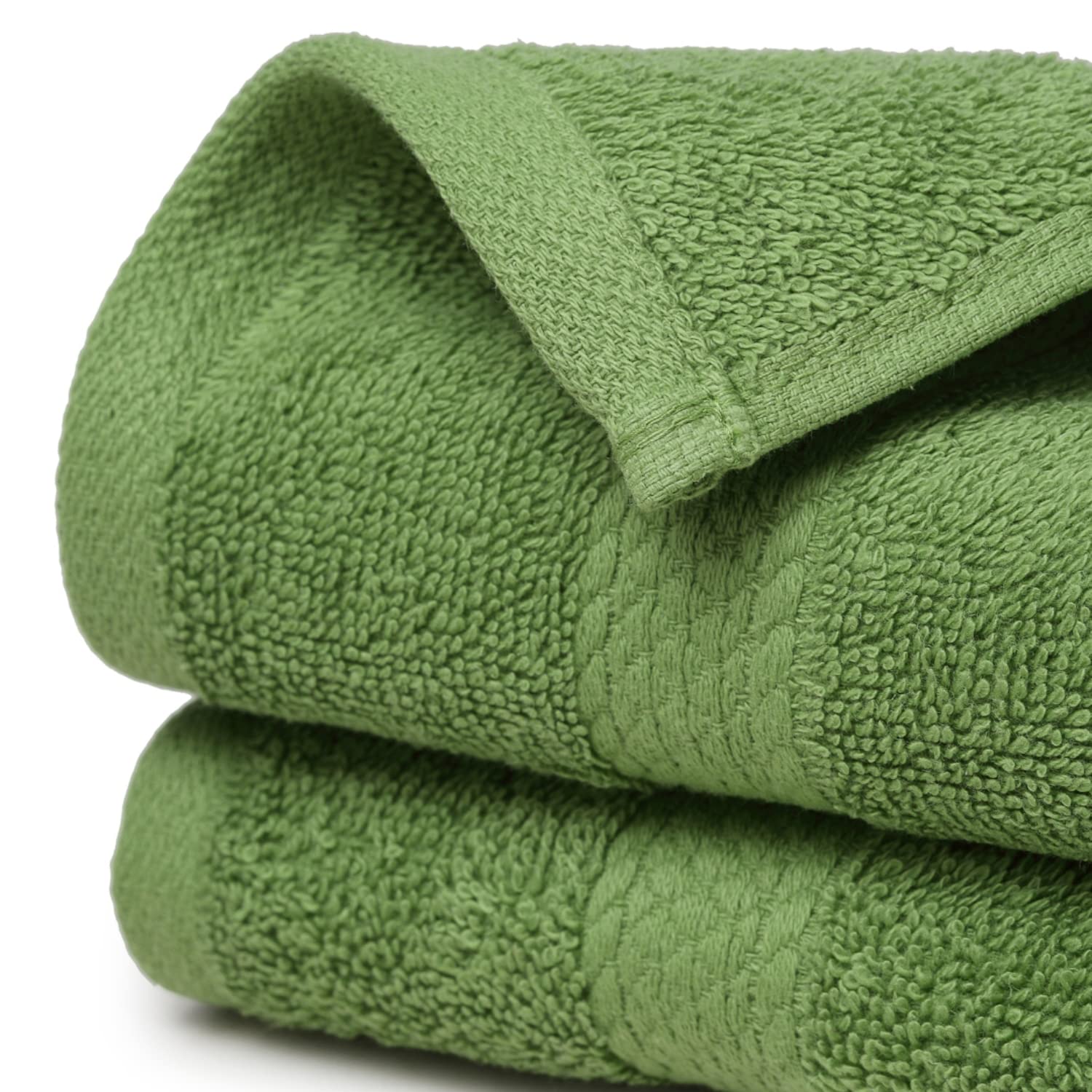 Spaces 100% Cotton Hand Towel 400 Gsm | High Absorbency Easy Care Soft Feel (Green) - 2 Pcs