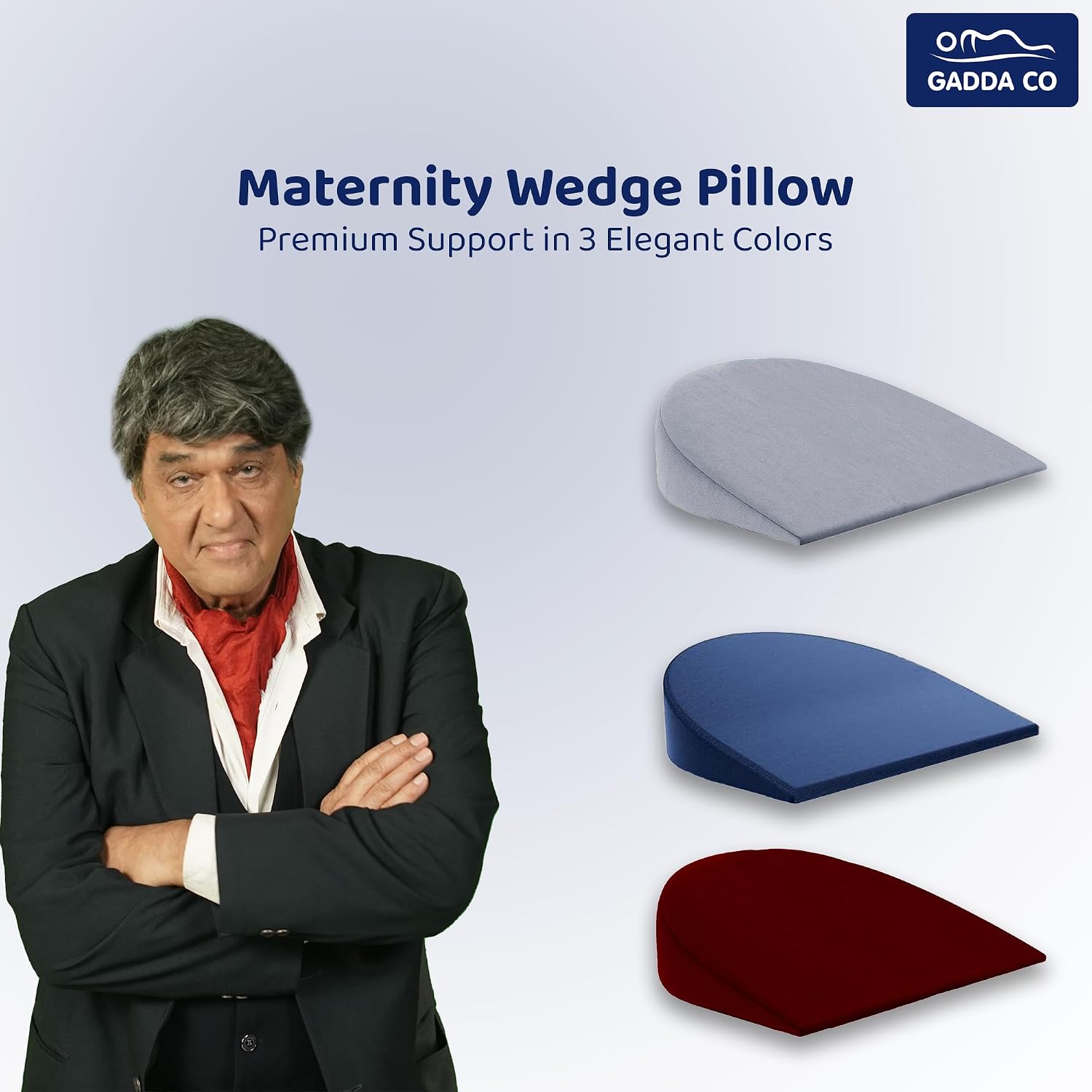 Memory Foam Pregnancy Pillow Wedge For Pregnant Women, Back Support, Grey | Maternity Belly & Back Support Cushion For Sleeping Comfort | Portable, Soft Baby Bump Support Pillow