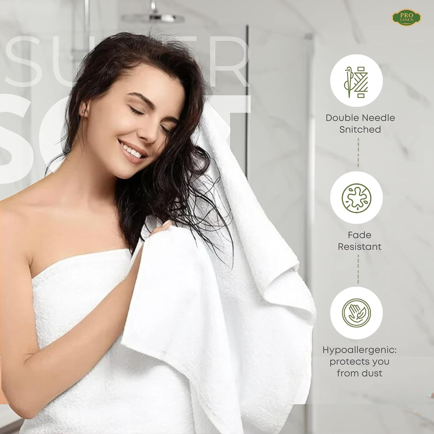 Pro Linen 100% Cotton Jumbo Bath Towel Extra Large 500 Gsm | Super Soft & Fluffy | Hotel & Home Use | White Bath Towel