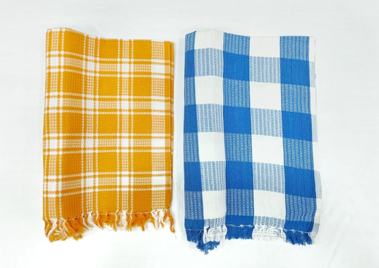 Bombay Dyeing Rimzim 100% Cotton Printed Soft & Slick Quick Drying Bath Towels 500 Gsm (Orange & Blue) - 2 Pcs