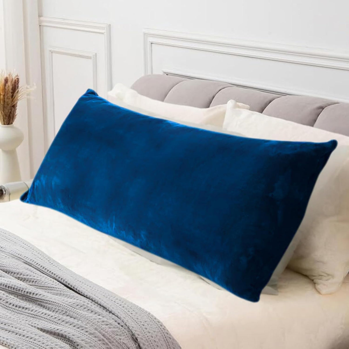 Full Body Pillow, Long Sleeping, For Side Sleeping Hugging, Cuddling, Blue - 54 X 18 Inches | For Relaxing & Pregnancy Comfort, Velvet Pillow With Removable Cover, Adjustable Pillow
