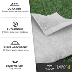 Heelium Bamboo Towel Set 1 Bath & 2 Hand Towel 800 Gsm | Super Soft & Antibacterial Towel (Light Grey) - 3 Piece