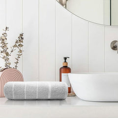 Trident Cotton Bath Towel 550 Gsm | Sanitized Finish, Quick Dry, Travel Friendly Bath Towel (Cloud Grey)