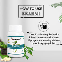 Valkyrine Brahmi, Mind Care & Memory Booster, Acts As A Potent Antioxidant Neuroprotector | 60 Tablets 100gm 0.2lbs Each Pack Of 2