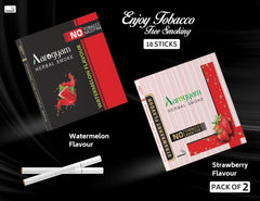 Aarogyam Herbals Pack Of 2 Flavours 100% Tobacco & Nicotine Free Cigarette For Relieve Stress & Mood Enhance Product Strawberry, Watermelon - 10 Sticks X 2 Packets