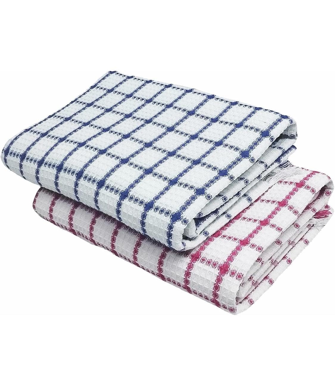 T Trendy Mart Cotton Bath Towels 400 Gsm Checkered Pattern, Quick Dry Towel | Pack Of 2