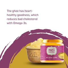 Pure Premium A2 Desi Ghee By Nei Native | Pure Bilona Method Homemade Cow Desi Ghee Good For Skin & Hair | (250ml) 8.4 Ounce | Jar Pack