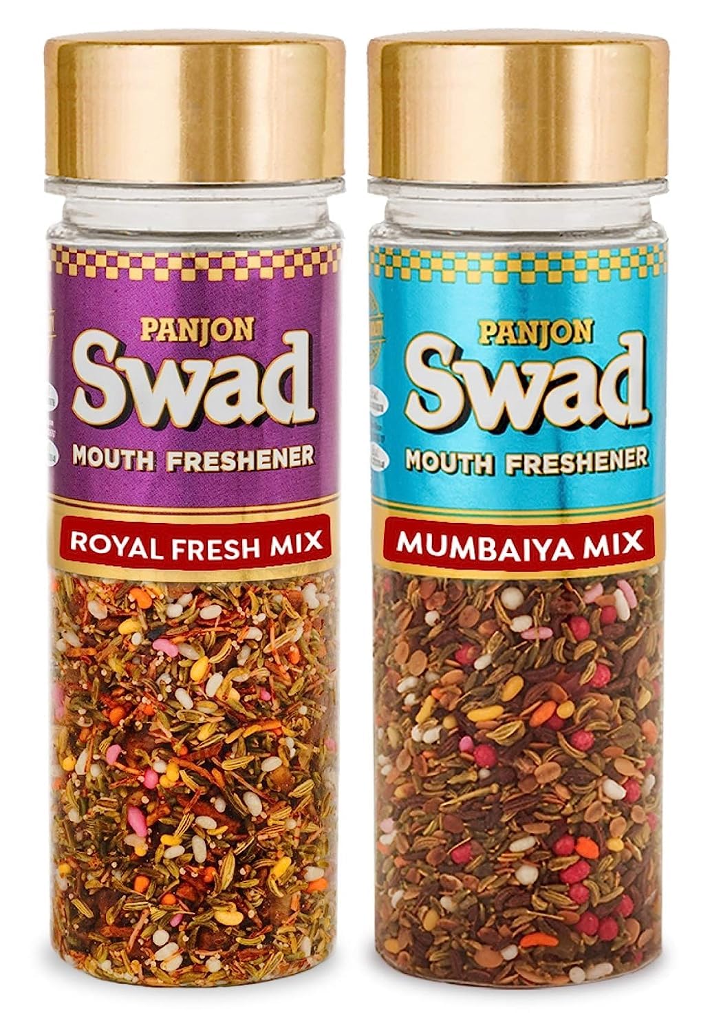 Panjon Swad Royal Fresh Mix & Mumbaiya Mix Mouth Fresheners 250gm, (125gm *2 Bottles)