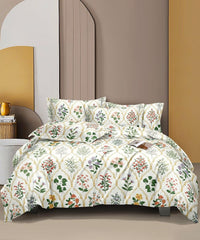 Glace Cotton Elastic Fitted Printed Double Bed King Size Bedsheet With 2 Pillow Cover | 72 X 72 Inches, Multicolor - Wrinkle Resistant, Breathable Bedsheet