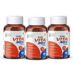 Fytika Healthcare Vita 365, Multivitamin With Probiotics Vitamin B12, Zinc, Biotin, Mineral, Ginseng & Ashwagandha, Enhances Energy, Immunity | 60 Tablets , 100gm 0.2lbs , Each Pack Of 3