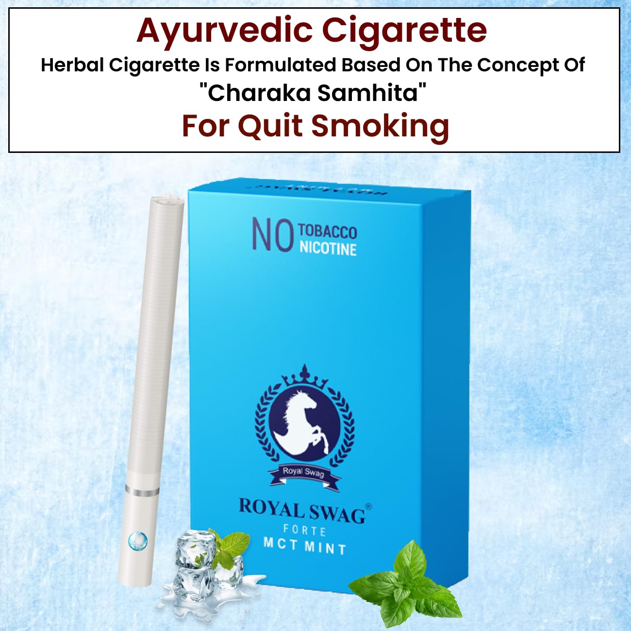 Royal Swag Herbal Cigarettes 100% Tobacco Free & Nicotine Free Mint Flavoured (Pack Of 10 Sticks) With Ayurvedic And Natural Herbs Clove, Tulsi & Green Tea| Herbal Smokes (Non-Addictive)