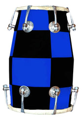 Wooden Musical Instrument Baby Dholak Drum Nuts & Bolt With Cover - Blue | Perfectly Symmetric Round Dholak Nickel Plated Bolts & Nuts - Mini Dholak For Festival, Wedding, Satsang