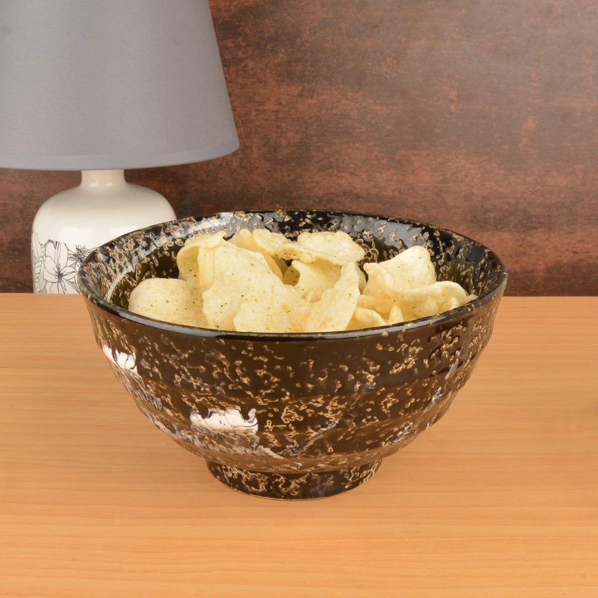 Handmoulded Studio Pottery Serving Cum Snack Bowl - 750ml, Black | Decorative Bowl For Kitchen