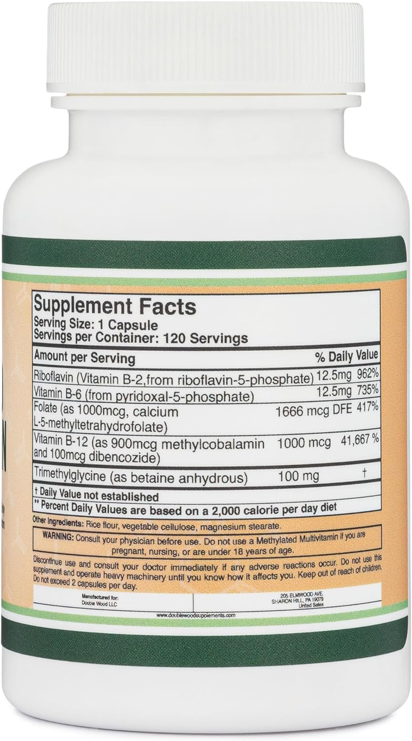 Athinika Nutrition Methylated Multivitamin Methylated And Activated Vitamins Only , B Complex With Trimethylglycine | 120 Capsules , 200gm 0.4lbs