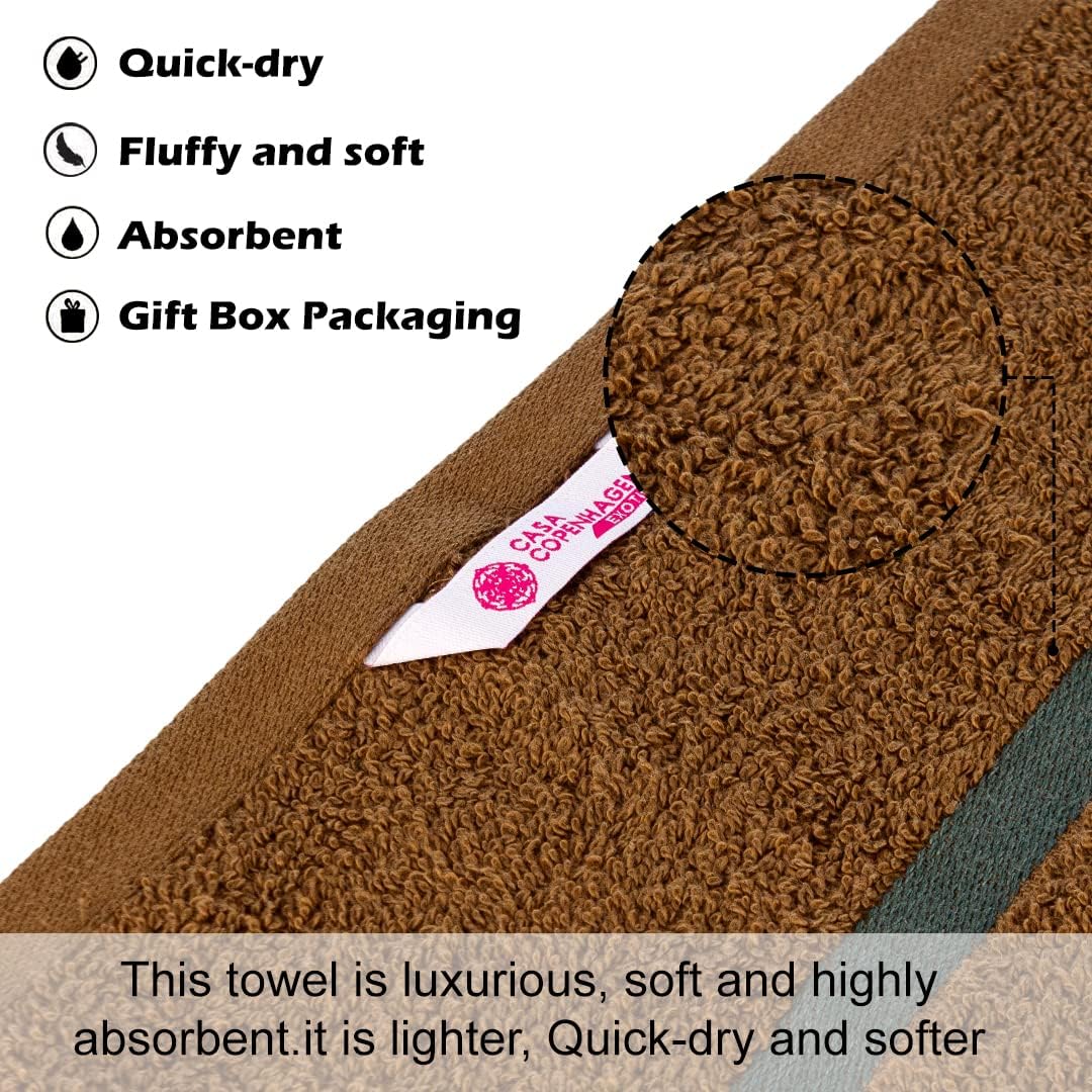Casa Copenhagen Egyptian Cotton Exotic 1 Pcs Large Bath Towel 520 Gsm (Brown)