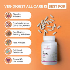 Autoimmunity Care Veg Digest All Care, Advanced Digestive Enzymes, Multi Enzyme Amylase , Prevents Indigestion, Bloating, Gas & Discomfort | 30 Veg Capsules, 50gm 0.1lbs
