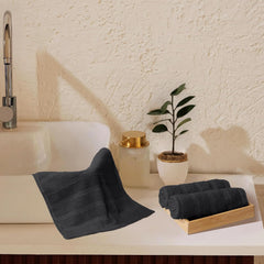 Mytrident Quick Dry 100% Cotton Face Towel 450 Gsm (Black) - 3 Pcs