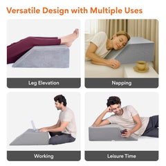 Leg Elevator Pillow, For Pain Relief, Grey, Size - 24 X 18 X 6 Inch | For Leg, Hip & Knee Pain Relief | For Leg Surgery, Varicose Veins, Fracture, Phlebitis, Surgical Recovery, Breathable
