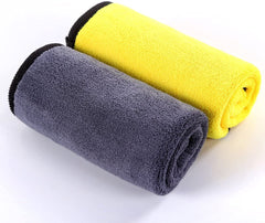 Auto Hub Heavy Microfiber Cloth For Car Cleaning & Detailing, Double Sided, Extra Thick Plush Microfiber Towel Lint-Free 800 Gsm | Pack Of 2 (Yellow)
