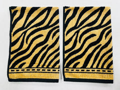 Bombay Dyeing Velour Tiger Printed 100% Cotton Super Soft Hand Towels 300 Gsm (Beige) - 2 Pcs
