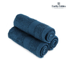 Earthy Fables Premium Face Towels 600 Gsm | Ultra Soft, Quick Dry & Highly Absorbent, For Gym, Travel & Acne-Prone Skin | Set Of 3 (Dark Teal)