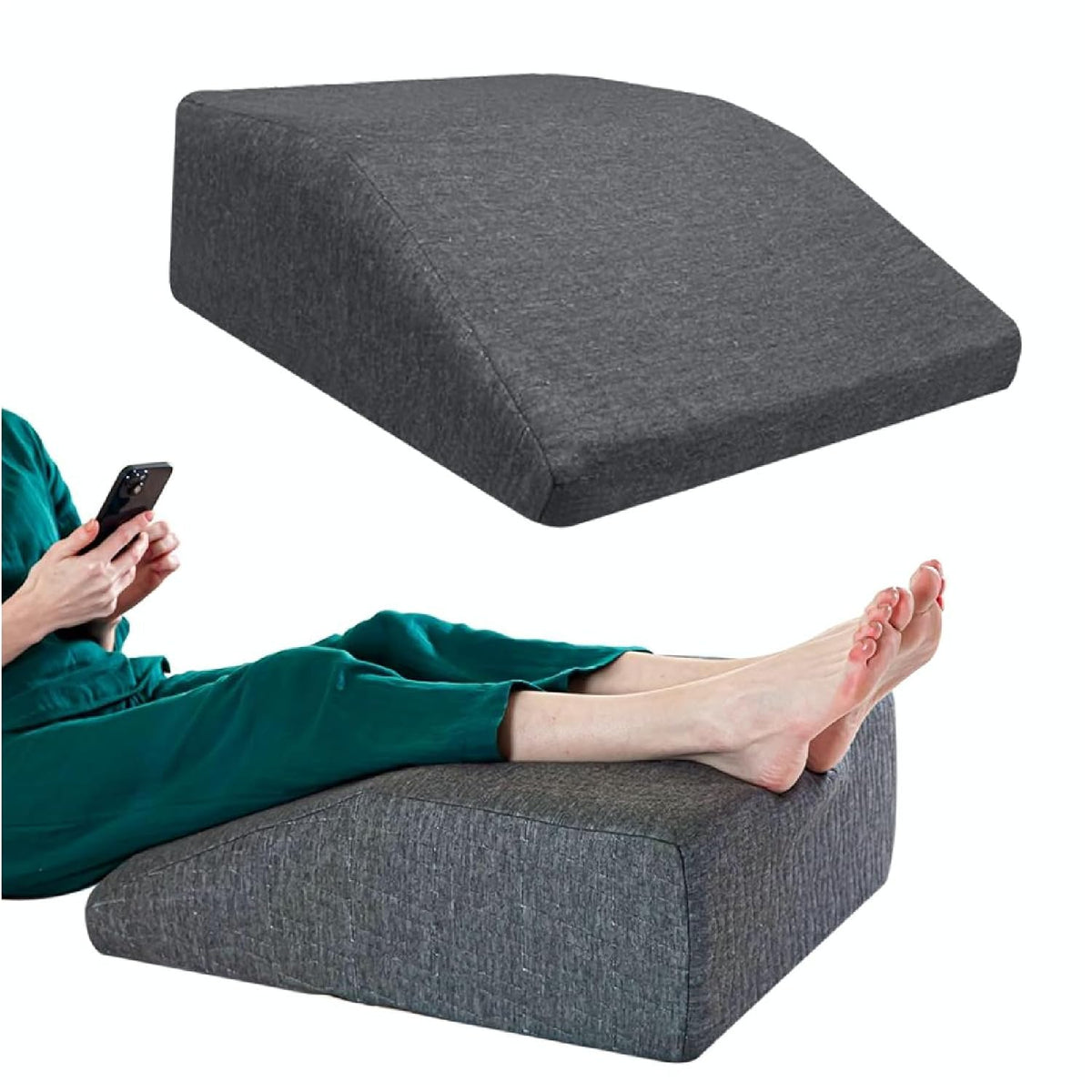 Wedge Pillow, Leg Elevator Pillow For Leg Support, Leg Pain Relief Pillow, Grey | Leg Pillow For Sleeping - Leg Pillow For Varicose Veins & Surgery | High-Resilience Memory Foam Pillow