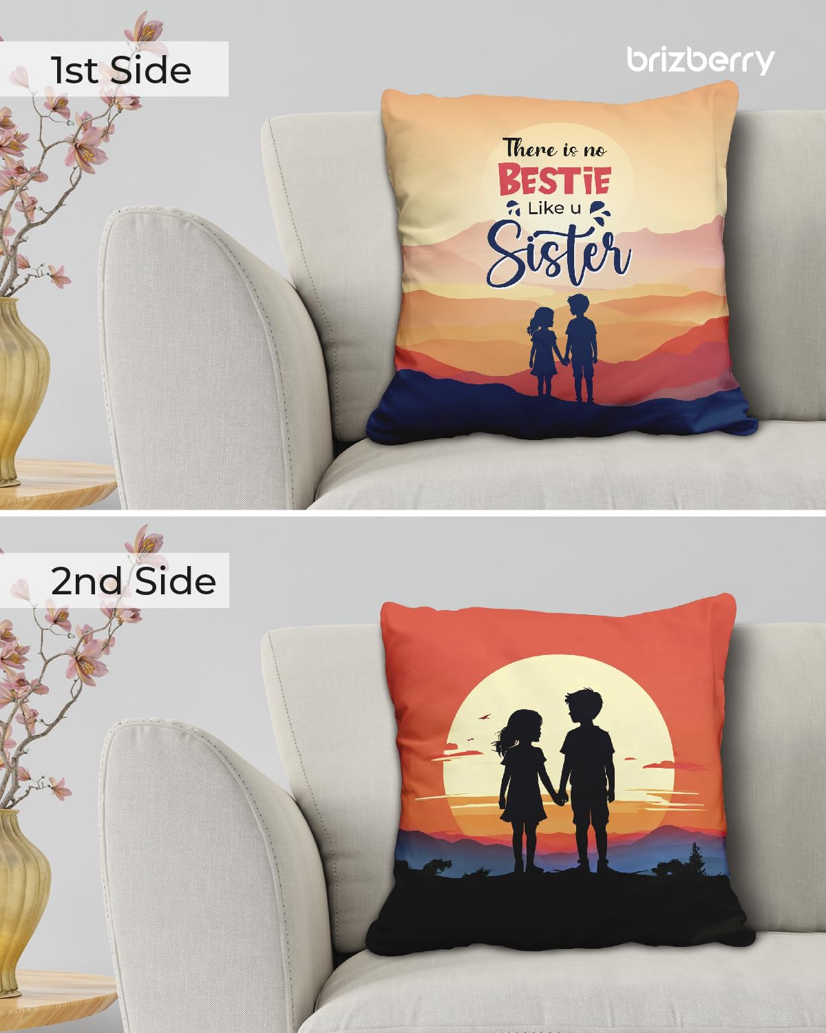 Pillow Cushion For Best Sister, Premium Pillow - 16 Inch | Unique Thoughtful Cute Birthday Diwali Pillow Gift For Best Sister | Premium Filler Cushion, Dual-Sided Design - Design 27