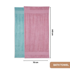 Haus & Kinder Harmony Combed Bath 1800 Gsm | Ultra Soft, Super Absorbent 100% Cotton Towels For Bathroom, Gym, Travel, Sports & Yoga | Pink & Blue (Pack Of 6)