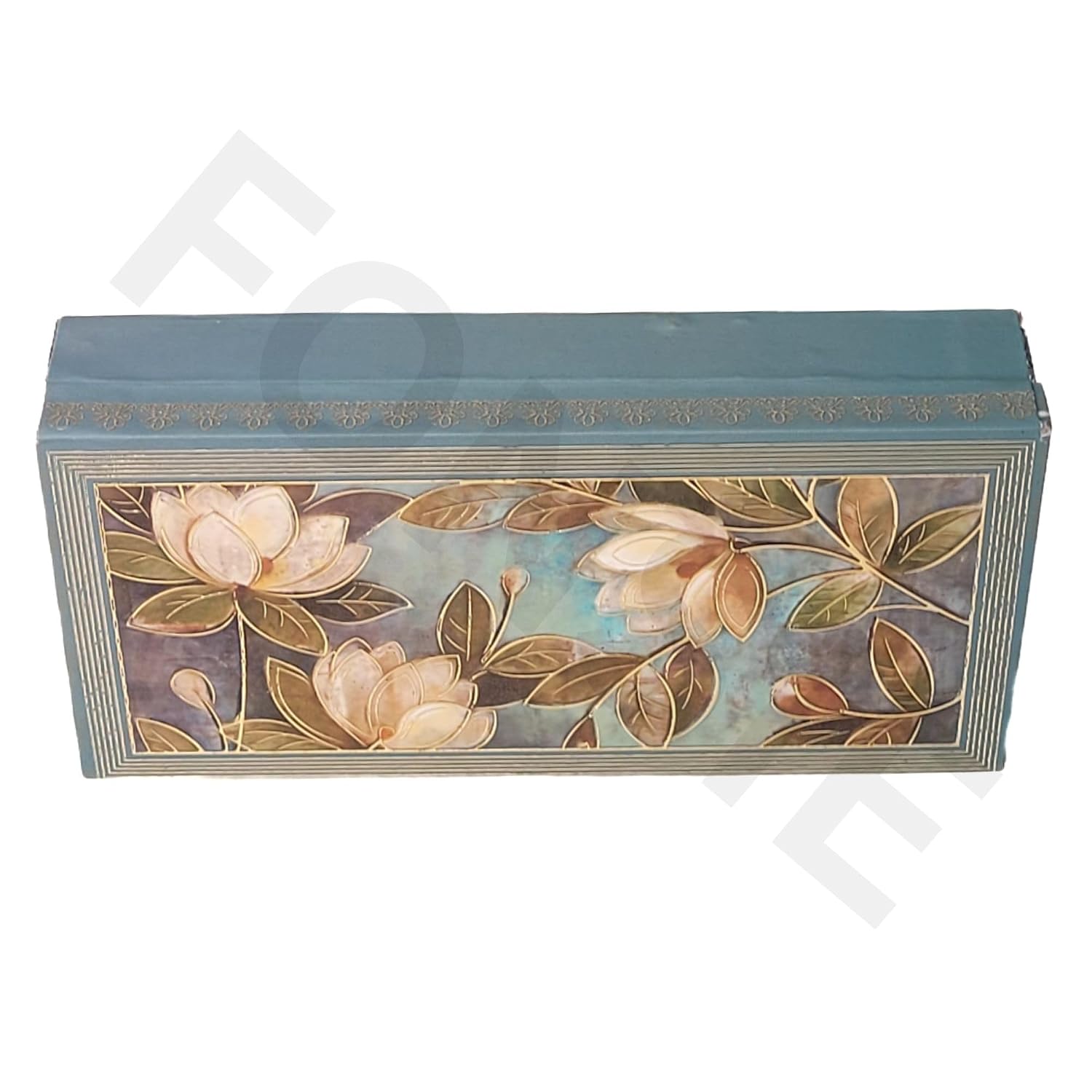 Fancy Shagun Cash Box Or Gaddi Box For Gifting Money On Wedding, New Born Baby, Ring Ceremony Pattern1pc, Material - Wood, Colour - Green Flower