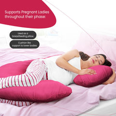 C Shaped Pregnancy Pillow, Full Body Pillow, Maternity Pillow, Dark Pink | Pregnancy Pillow For Sleeping With Removable Cover - Support For Back, Legs, Belly, Hips For Pregnant Women