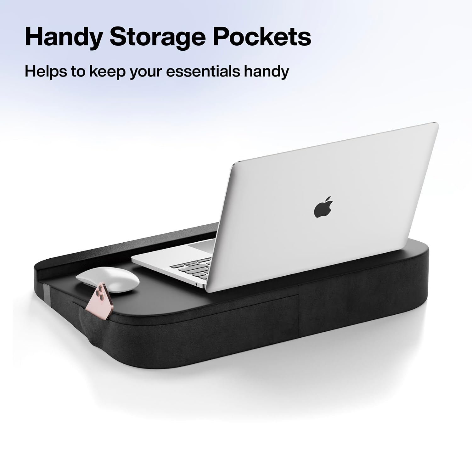 Lap Desk Cushion, Fits Up To 17” Laptop, High-Density Foam Cushion, Black, Large Size | High-Density Foam Cushion, Mouse-Friendly Flux Leather Top Surface, Soft Wrist Support, Removable Cover
