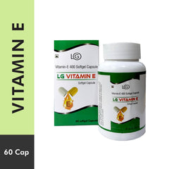 LG Vitamin E 400mg Capsules For Face And Hair 100% Natural , Glowing Face, Healthly Skin And Hair Nutrition | 60 Softgel , 100gm 0.2lbs