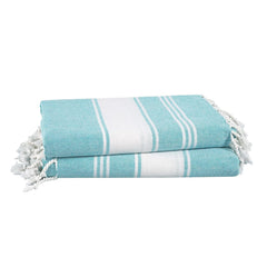 Lane Linen Turkish Beach Towels Extra Large 699 Gsm | Pre-Washed For Soft Feel Oversized Sand Free Quick-Dry Pool Towel - Aqua (Pack Of 2)
