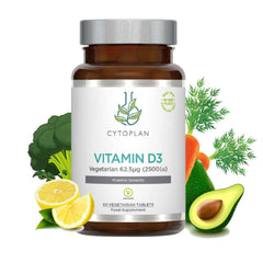 Cytoplan Wholefood Vitamin D-3 Tablet Supplements , Supports Healthy Bones, Boosts Immune System & Joint Health Of Men & Women | Vegetarian (Non- Vegan) | 60 Tablets 100gm 0.2lbs