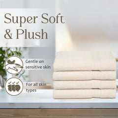 Ambra Linens Highly Absorbent Bath Towel 1850 Gsm | 100% Cotton Soft & Plush All Seasons Use Large Size -4 Pcs (Cream)