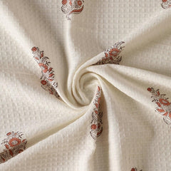Peepul Tree 100% Pure Cotton Block Printed 2 Hand Towels 240 Gsm | Super Absorbent, Soft & Faster Drying, Floral Printed (Off-White Peach Floral)