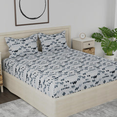 210 TC Premium King Size Bed Sheet Cotton With 2 Pillow Covers | 108 X 108 Inches, Grey | Naturally Soft, Breathable, & Skin Friendly