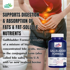 Fitness Veda Gallbladder Formula Supplement, Promotes Healthy Digestion & Reduce Digestive Discomfort | 90 Capsules, 150gm 0.3lbs