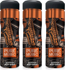 Oscar Pure Music Long Lasting, Premium And Skin Friendly Deodorant Spray Perfume For Unisex, 200ml 6.7 Fl.oz. Each Pack Of 3