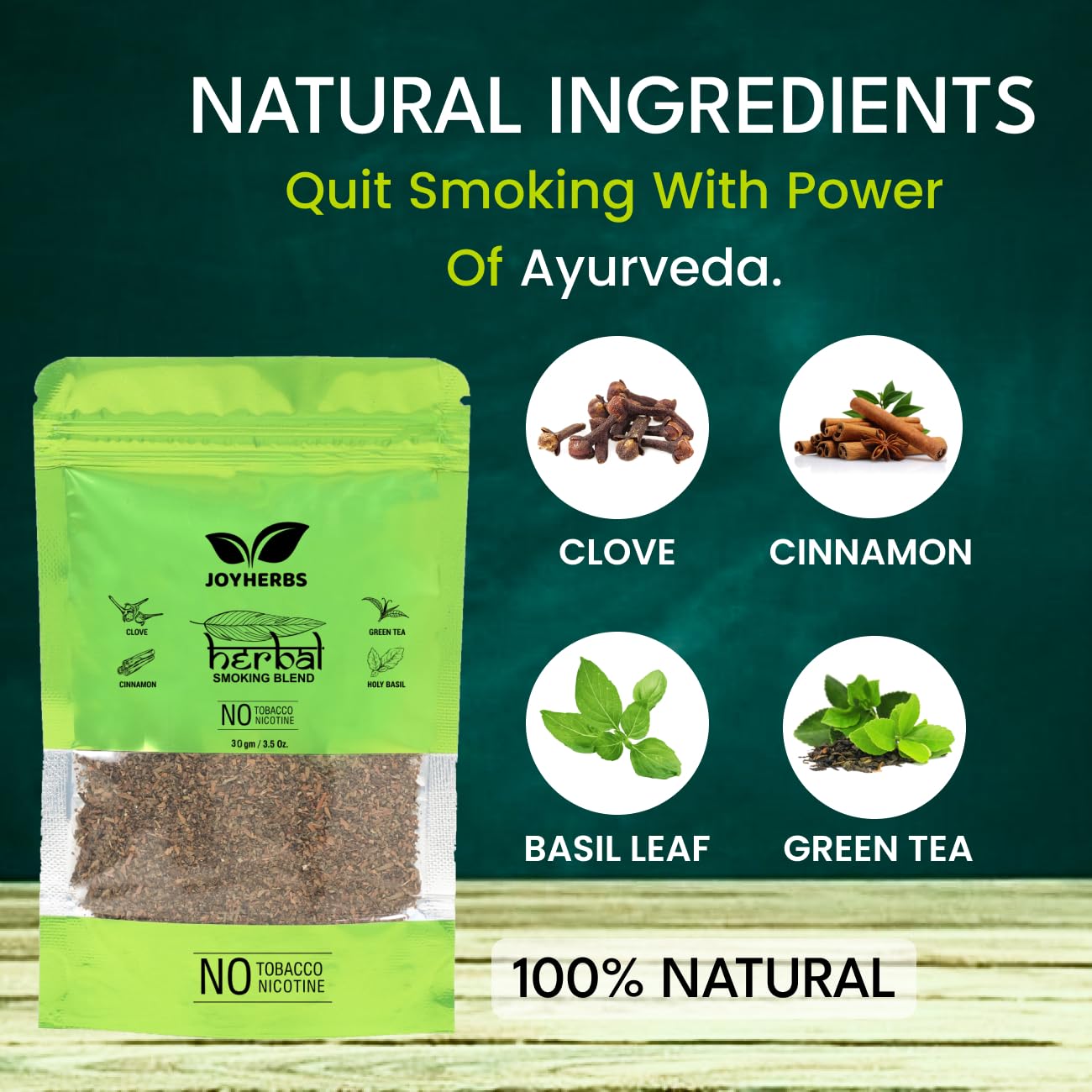 Natural & Ayurvedic Herbal Smoking Blend 1 Pack With Chillum Pipe - Tobacco-Free & Nicotine-Free Smoking Mixture