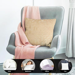 Microfiber Square Pillow Cushion For Sofa & Bed, Beige - 16 X 16 Inch | Soft, Fluffy For Comfort & Back Support | Breathable, Washable | Premium Velvet Outer Cover With Zip - Set Of 2