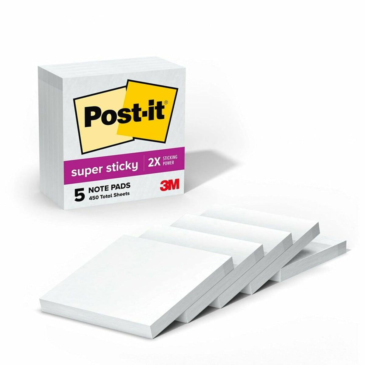 Super Sticky Notes, 3 X 3 Inches, White, 5 - Pads Pack
