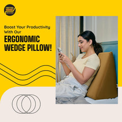 Wedge Pillow Memory Foam For Back Support, Tan - 18 L X 17.5 W X 10 H Inch | Wedge Cushion Pillow, Acid Reflux, Snoring, Gerd, Leg Elevation, Pregnancy | Multifunctional Bed Wedge Pillow