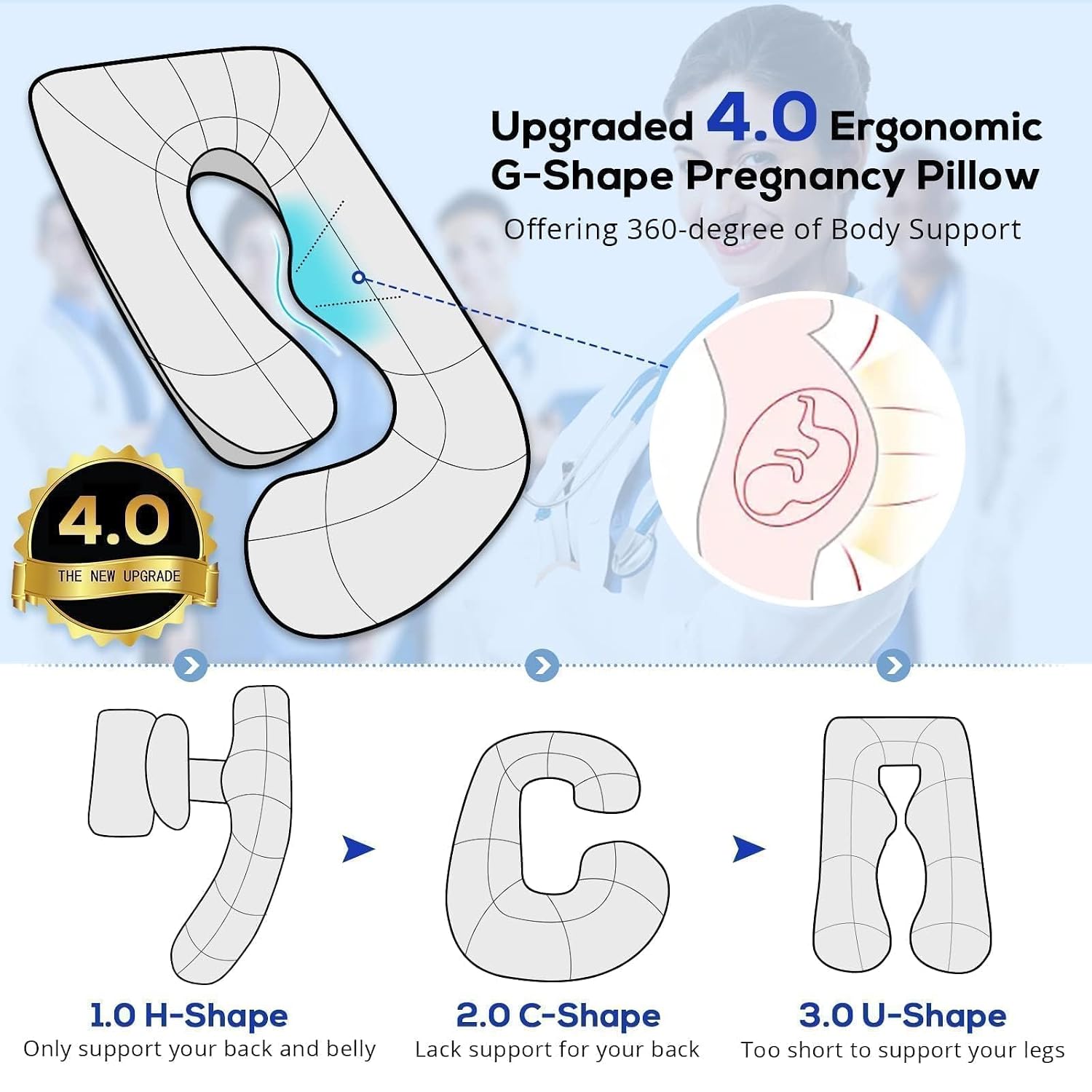 Pregnancy Pillows For Sleeping, U Shaped Full Body Pillow, Cold Grey Pillow | Pillow For Side Sleepers, Maternity Pillow For Pregnant Women Pregnancy Must Haves, Removable Velvet Cover